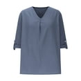 thumbnail image 4 of Vekome Cute Short Sleeve Tops for Women Plus Size Shirts V Neck Casual Tee Shirts Linen Button Solid Color Summer Pullover Tops, 4 of 6