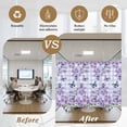 thumbnail image 5 of Purple Flowers Window Privacy Film, Butterfly Spring Floral Checkered Farmhouse Static Cling UV Sun Blocking Heat Control Window Tint Day and Night, Non-Adhesive One Way Privacy Cover 35.4''x78.7'', 5 of 7