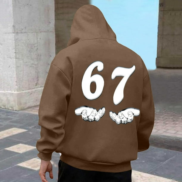 MHFRRA Sudadera con Capucha Estampada, Suave y Holgada, Ideal para Uso Informal y Actividades Al Aire Libre, con Tejido y Diseño Cómodos Café