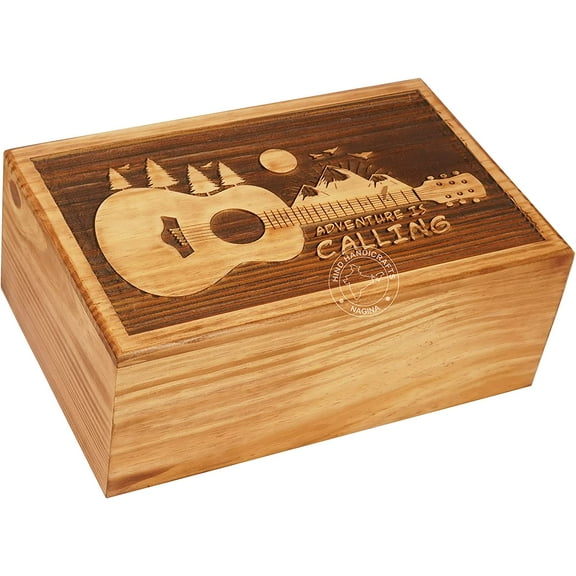 Wooden Box Funeral Cremation Urns for Human Ashes Adult Large - Burial Urns for Columbarium - Tree of Life Flying Bird (250 Cubic Inches, Guitar Music)