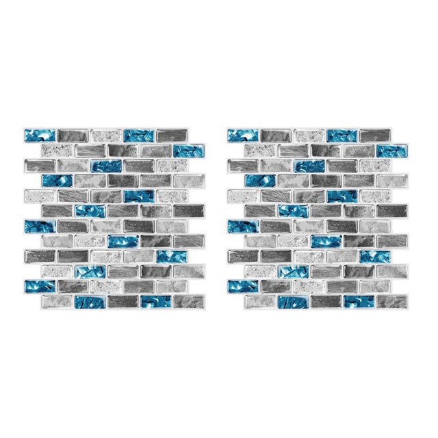 2 azulejos vívidos de color azul, azulejos despegables y adhesivos, efecto ladrillo 3D, impermeables, para decoración de salpicadero de cocina, papel tapiz autoadhesivo
