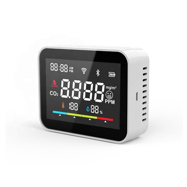 Detector de CO2, detector de dióxido de carbono, monitor de calidad del aire, temperatura, humedad, analizador de aire, medidor digital de CO2 para oficina en casa en interiores JAMW Sencillez