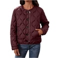 thumbnail image 3 of Xdegoge Lightweight Quilted Jacket for Women Full Zip Crewnceck Padded Jackets Casual Loose Barn Coat Fashion Solid Color Warm Outerwear with Pockets, 3 of 9
