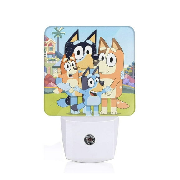 Silaia Bluey Print LED Dimmable Night Light, Plug in Night Light with Dusk to Dawn Sensor,Efficient Decor Desk Lamp,Bright Mini Wall Night Light for Kids Room, Stairway-US