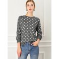 thumbnail image 3 of Jersey De Punto De Lunares De Manga Larga Con Cuello Redondo Elástico De Invierno Otoño Para Mujer Gris XL, 3 of 6