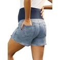 thumbnail image 3 of INSPIRE CHIC Women's Maternity Denim Over Belly Adjustable High Waist Summer Casual with Pockets Jeans Pregnancy Shorts L Blue, 3 of 6