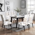 thumbnail image 2 of Dining Room Chair Covers Set of 6, Stretch Parsons Chair Slipcovers Universal Removable Washable Chair Seat Covers Protector for Dining Room, Kitchen, Hotel and Party, Grey Gold Marble, 2 of 6