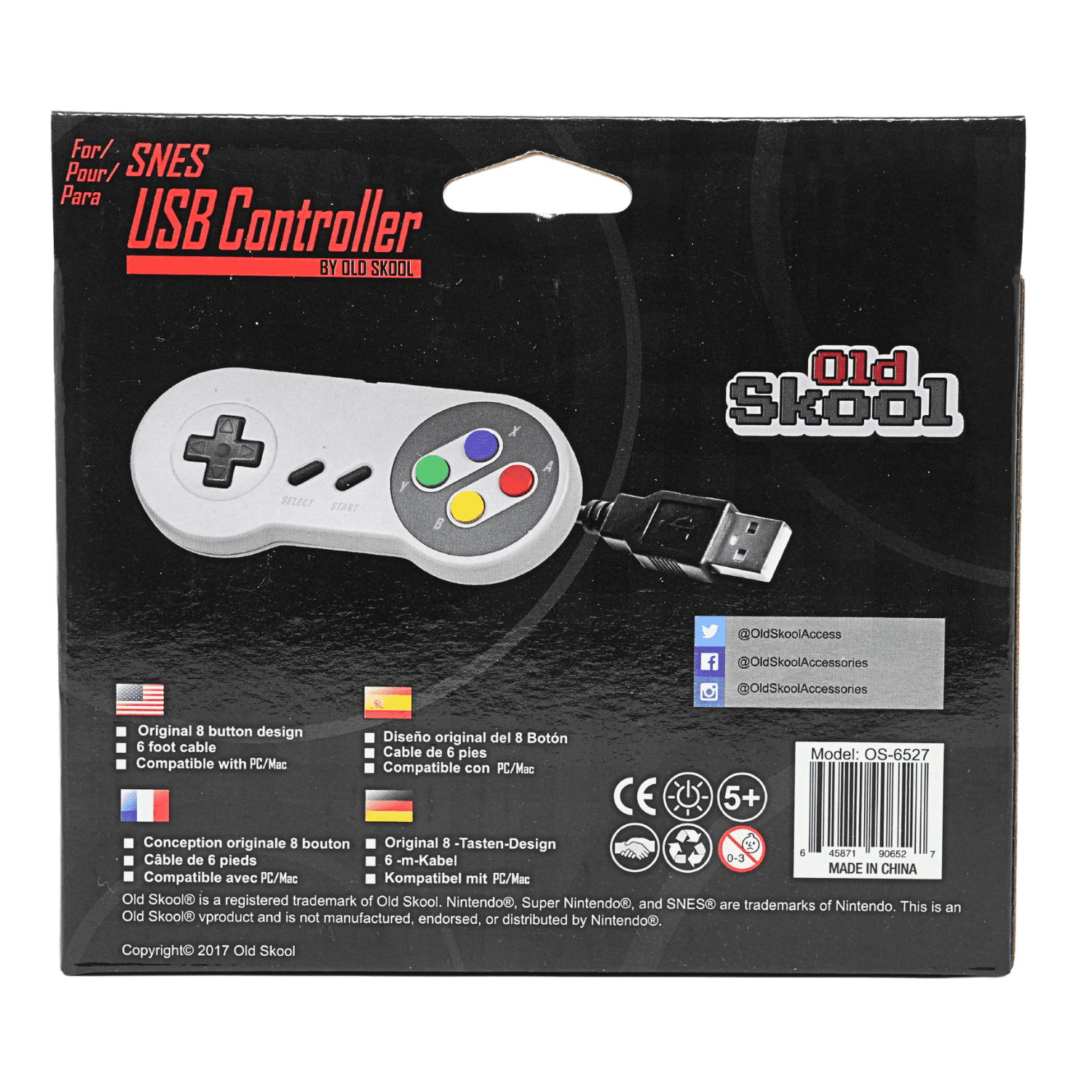 Old Skool Nintendo SNES USB Controller Video Game Gamepad for PC
