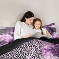 thumbnail image 4 of Homewish Purple Leopard Print Twin Comforter Sets,Animal Theme Bedding Set,Black Reversible,2-Piece,1 Comforter and 1 Pillowcase, 4 of 7
