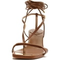 thumbnail image 6 of Schutz Vikki Lo Brown Ankle Strap Lace up Open Toe Stiletto Mid Heel Sandals (Brown, 8), 6 of 6