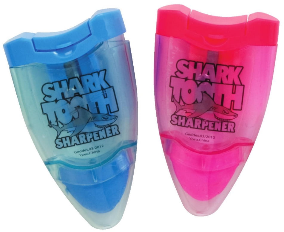 Shark Tooth Pencil Sharpener w/Eraser (24 Units Included)