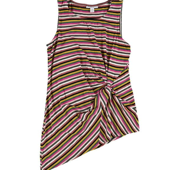 Bar Iii Womens Mixed Print Knot Sleeveless Blouse Top