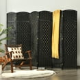 thumbnail image 3 of Costway 6-Panel Room Divider 6Ft Weave Fiber Folding Privacy Screen Black, 3 of 11