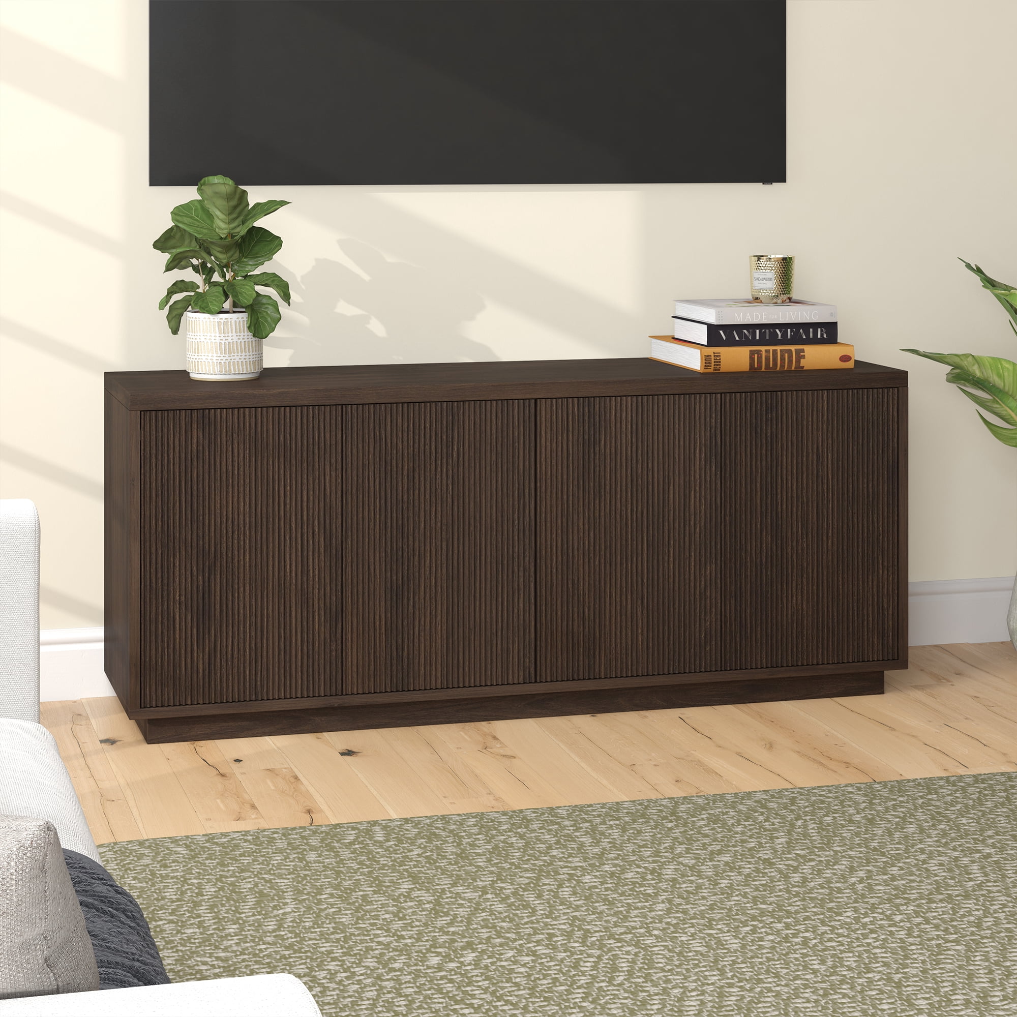 Hanson Rectangular TV Stand for TV's up to 65" in Alder Brown