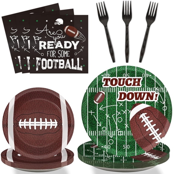 Football Tableware Set for Party Decorations Supplies, Game Day Party Dessert Plates Napkins Forks