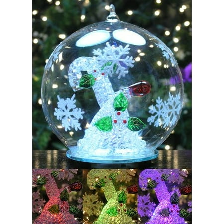 - LED Glass Globe Christmas Ornament Candy Cane