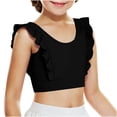 thumbnail image 2 of HaiMao Girls Training Bra Clearance Cute Ruffle Sports Bra for Kids Scoop Neckline Fitness Yoga Bra Strap Crop Top Black 10 Years, 2 of 7