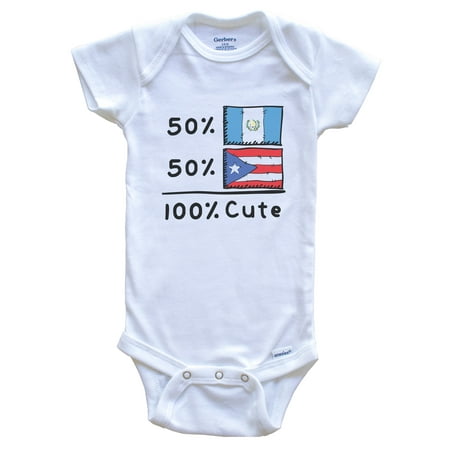 

50% Guatemalan Plus 50% Puerto Rican Equals 100% Cute Guatemala Puerto Rico Flags Baby Bodysuit