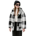 thumbnail image 3 of Diufon Girls Fall Jacket Toddler Winter Warm Plush Coats Zip Up Plaid Jackets Boys Girls Fleece Hooded Outwear, 3 of 9