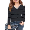 thumbnail image 6 of ShomPort Long Sleeved T-Shirt for Toddler Children Striped V-Neck Undershirt Lightweight Loose Tops Trendy Breathable Tees, 6 of 7