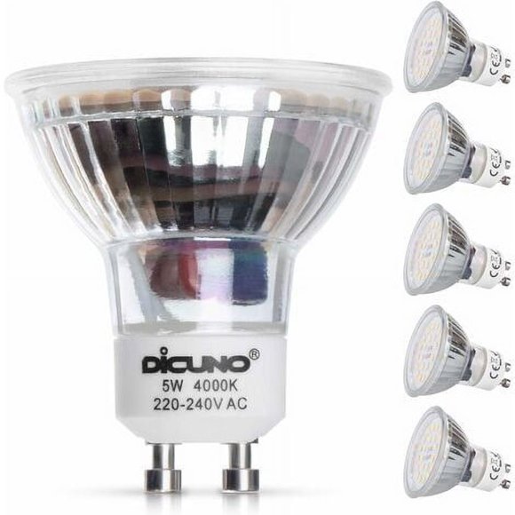 Non-Dimmable LED Bulbs, GU10 Base, 6-Pack, Energy Saving, Neutral White 4000k, Long Lifespan 25000h, Easy Installation, Safe to Use, For Track & Recessed Lighting
