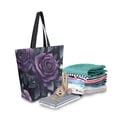 thumbnail image 2 of FORMRS Womens Canvas Tote Bag with Zipper Inner Pocket Shoulder Handbag, Roses and Pearls, 2 of 7