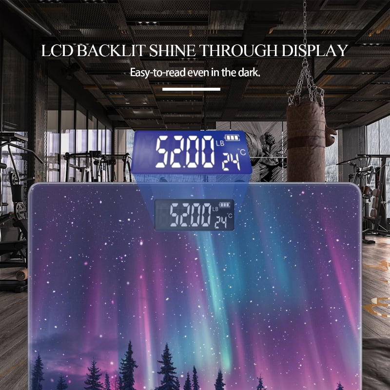 High Precision Body Weight Scale Smart Bathroom Scales with Large LCD Display(400lbs),Decorative for Bedroom-Beautiful Northern Lights Display Over The Snowy Forest