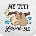 thumbnail image 4 of Inktastic My Titi Loves Me with Sloth and Hearts Boys or Girls Baby Bib, 4 of 4