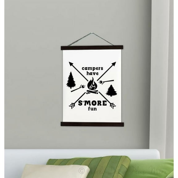Black Wood & Canvas Wall Hanging, Campers Have S'More Fun Camper RV Wall Décor Art Large 19x24-Inch