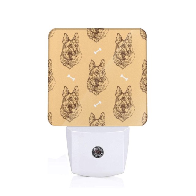 Balery German Shepherd Dog Luz Nocturna LED con Sensor Automático, Enchufe con Sensor Crepuscular, Luz Suave de 0.5W para Dormitorio, Pasillo, Baño-UK