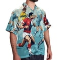 thumbnail image 2 of Football Men's Poplin Casual Printed Button Down Short Sleeve Summer Beach Shirts Unisex, 2 of 6