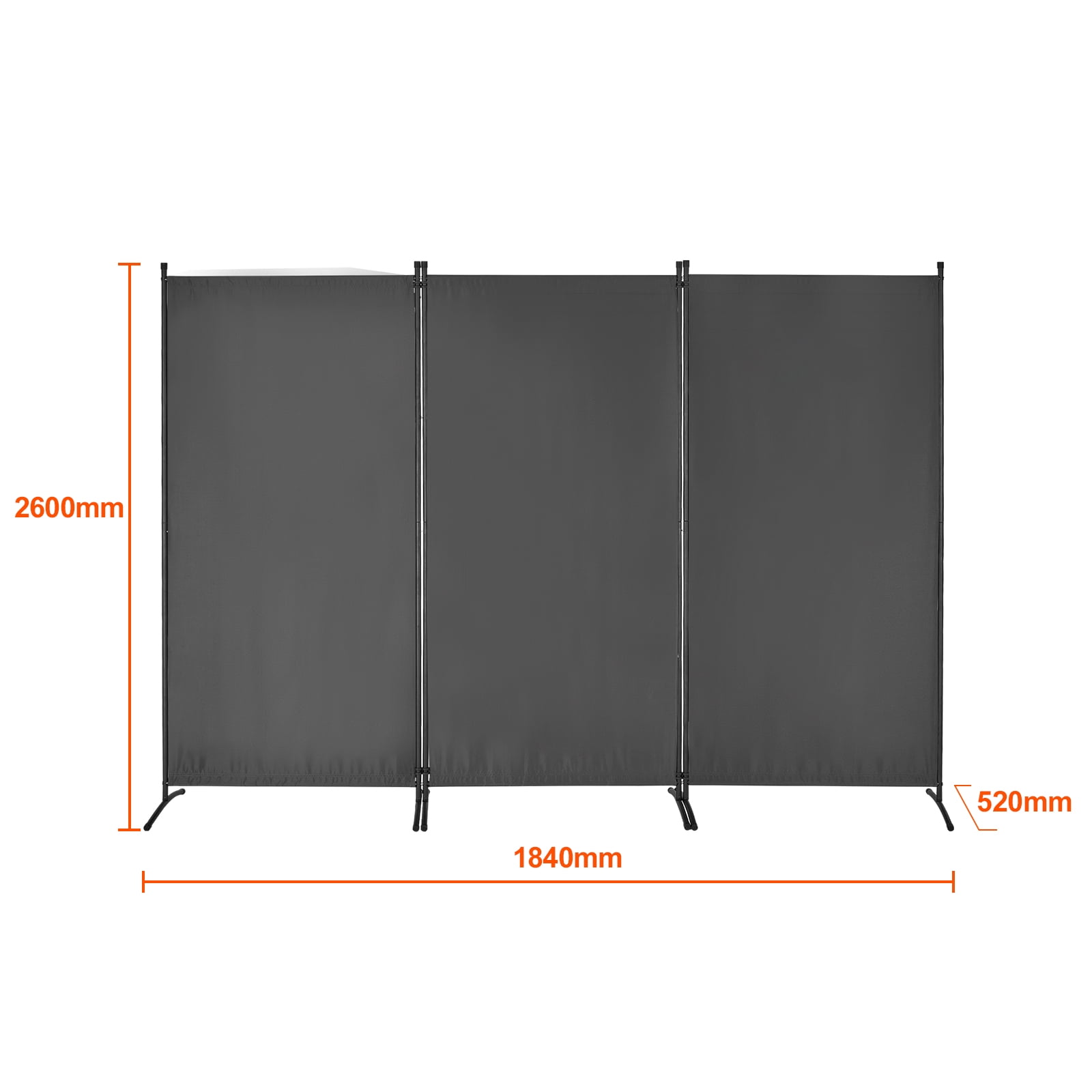 VEVOR Room Divider, 3 Panel Room Divider, Folding Privacy Screen and Portable Partition Divider for Room Separation, Freestanding Room Partitions for Office, Bedroom, Study, Grey