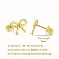 thumbnail image 2 of Tilo Jewelry 14K Yellow Gold Ribbon Bow Stud Post Earrings with Secure Screw-Backs | 8MM | Dainty Everyday Earrings for Women & Unisex, 2 of 10
