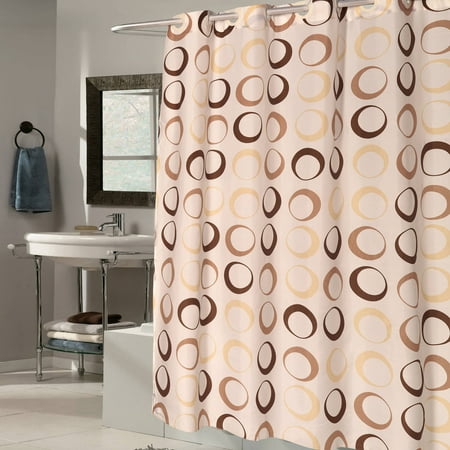 Ez On Brown Beige Circles Fabric 70 X 75 Shower Curtain Liner