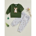 thumbnail image 2 of aturustex Little Boys Girls 2pcs Easter Tracksuits Outfits 6M 12M 18M 2T 3T 4T Toddler Baby Long Sleeve Sweatshirt Rabbit Patch Pullovers Crew Neck Buts Kids Daily Spring Fall Jogger Clothes, 2 of 8