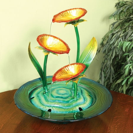 Decorative Gl And Metal Poppies Indoor Water Fountain Decorative Gl And Metal Poppies Indoor Water Fountain