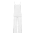 thumbnail image 6 of Two-Piece Sets for Women Plus Size Solid Color Squared Neck Sleeveless Suspenders Wide Leg Pants Summer Casual Lounge Sets Beach Outfits, 6 of 7