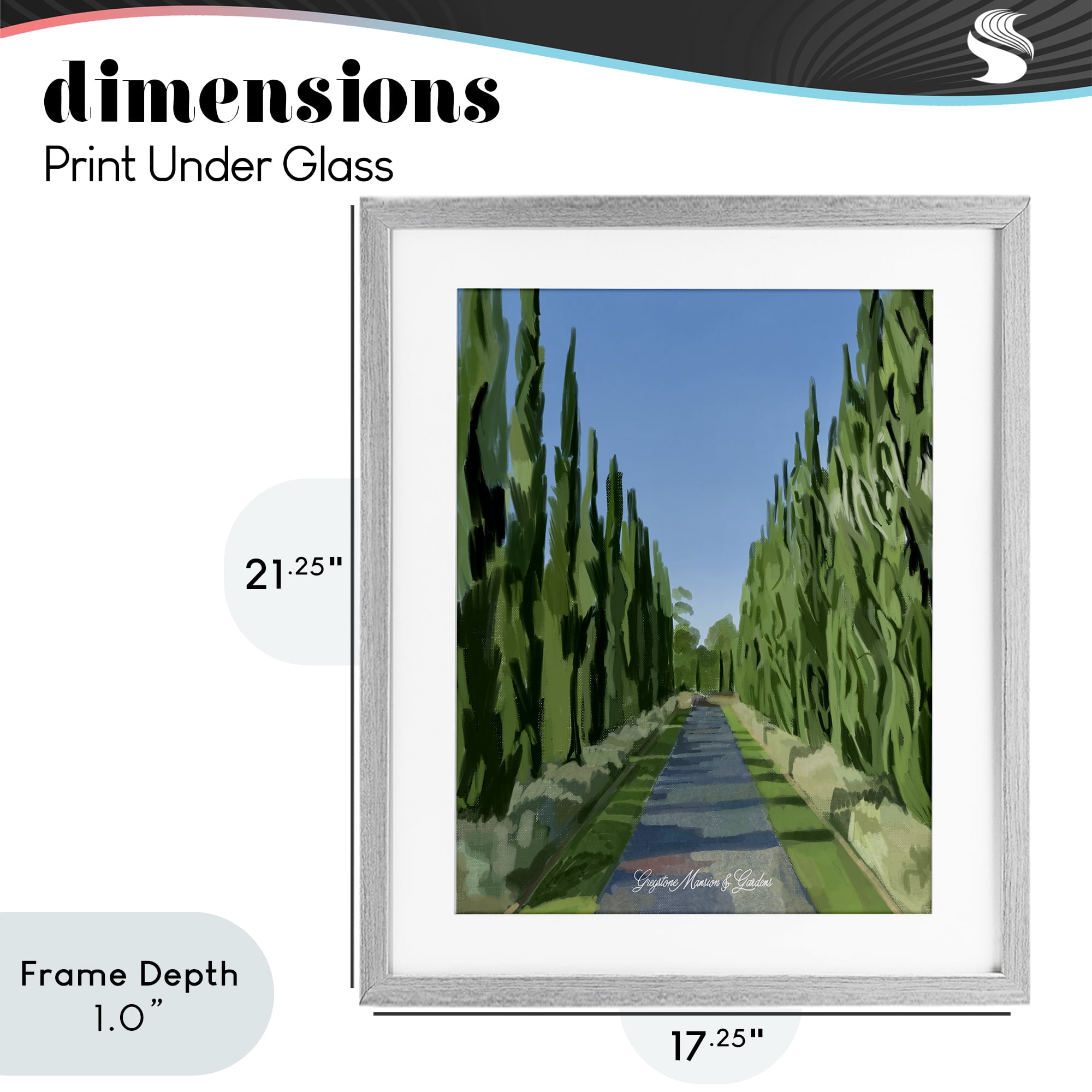 Stupell Industries Greystone Gardens Path Gray Framed Print Under Glass, design by Amelia Noyes