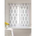 thumbnail image 3 of Grey Floral Boho Tier Curtains 45 Inch Length,Sheer Curtains for Bedroom Living Room Window Vintage Ethnic Tribe Abstract Art Rod Pocket Drapes Kitchen Curtains Small Half Window 27.5"x45" 2 Panels, 3 of 6