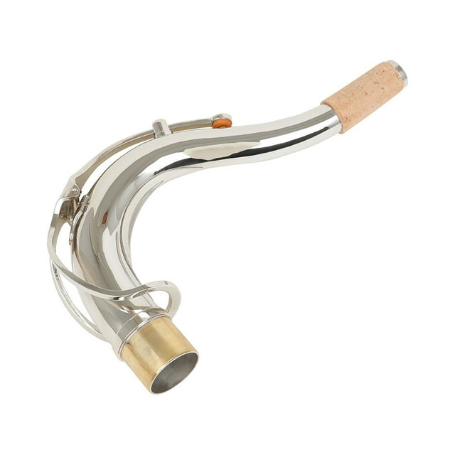 fastboy Brass Tenor Saxophone Bend Neck Solid Color Replacement 27.5mm Nozzle Woodwind Instrument Sax Part Accessories Silver
