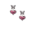 thumbnail image 2 of Delight Jewelry Silvertone Hot Pink Tiger Print Heart Silvertone Antiqued Butterfly Post Earrings, 2 of 4