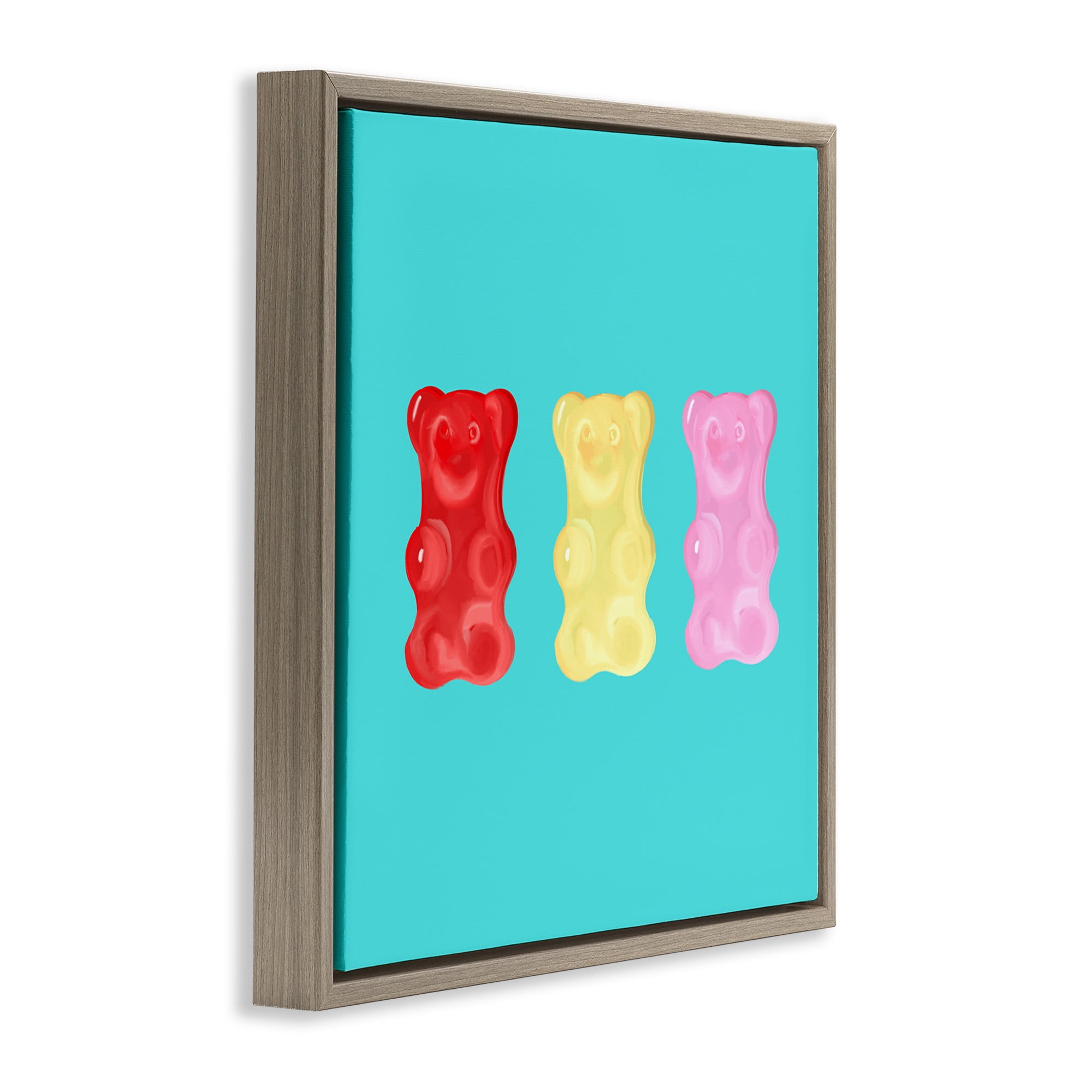 Stupell Industries Cute Gummy Bear Candies Food & Beverage Painting Brown Floater Framed Canvas Art Print Wall Art, 18 x 18