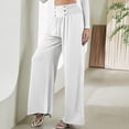 thumbnail image 7 of Boho Pants for Women Beach Pants Lounge Trousers High Waisted Wide Leg Pants Pleated Belly Control Flowy Slacks, 7 of 7