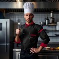 thumbnail image 2 of Gyexs Unisex Double- Chef Coat Men Back Full Mesh Lightweight Chef Jacket Color Stitching Chef Uniform for Kitchen Black, Size L, 2 of 4