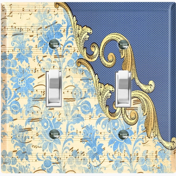 Metal Light Switch Plate Cover Blue Floral Damask Frame Honeycomb Trim DAM058