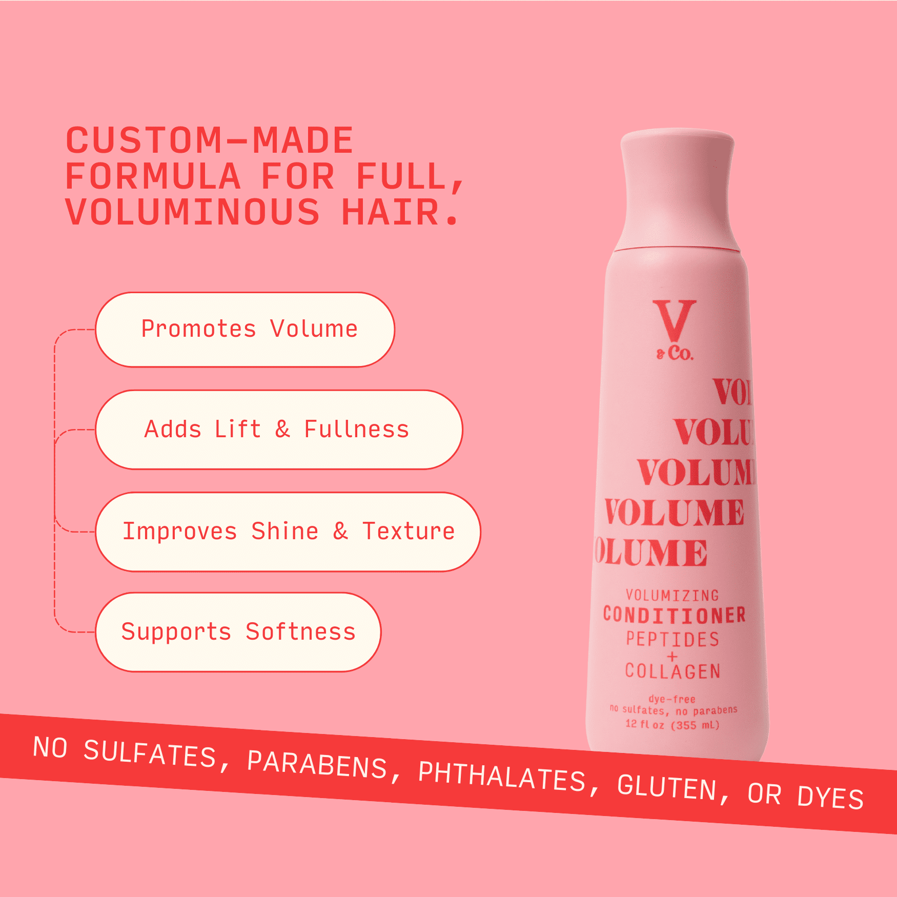 V&Co. Beauty Volumizing Conditioner 12 oz, Squeeze Bottle