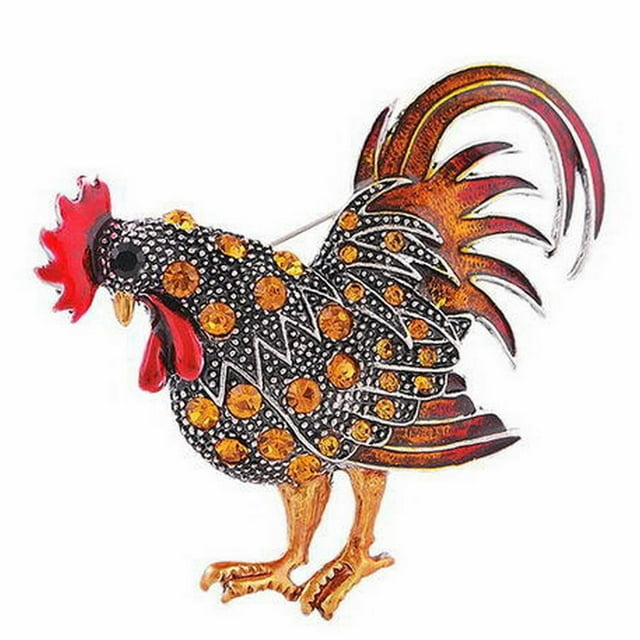 Hearth & Gear Rooster Brooch Rooster Pin Lapel Brooch Rhinestone Animal Multicolor Realistic Unisex Clothes Backpack Quality And Practical for Crafts Snowflake Pin Fashion Pin Women Brooch Locking