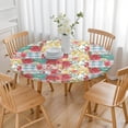 thumbnail image 3 of Pioneer Flower Floral Print Pattern Round Fitted Tablecloth with Elastic Edge,Dining Table Cover Waterproof,Outdoor Round Tablecloth for Camping,Dining,Indoor and Outdoor, 3 of 7