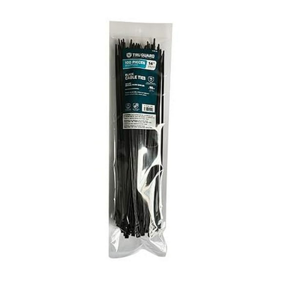 Ironcube Works 120236 14 in. Tru-Guard Nylon Cable Tie, Black - Pack of 100 - 100 Per Pack