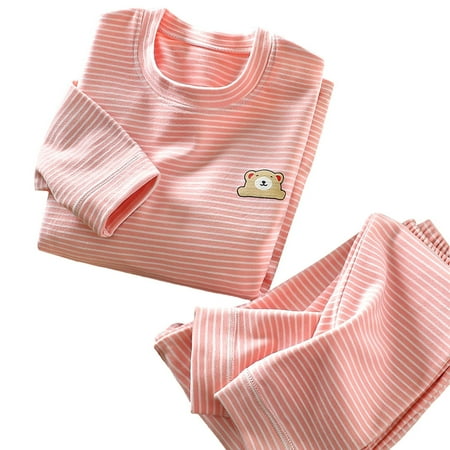 

KDSJSXW Clearance Toddler Girls Boys Pajamas Set Children s Velvet Set Warm Heating Striped Printed Pyjamas Set Kids Base Thickened Home Long Sleeve Top Pants Outfits (A 170)